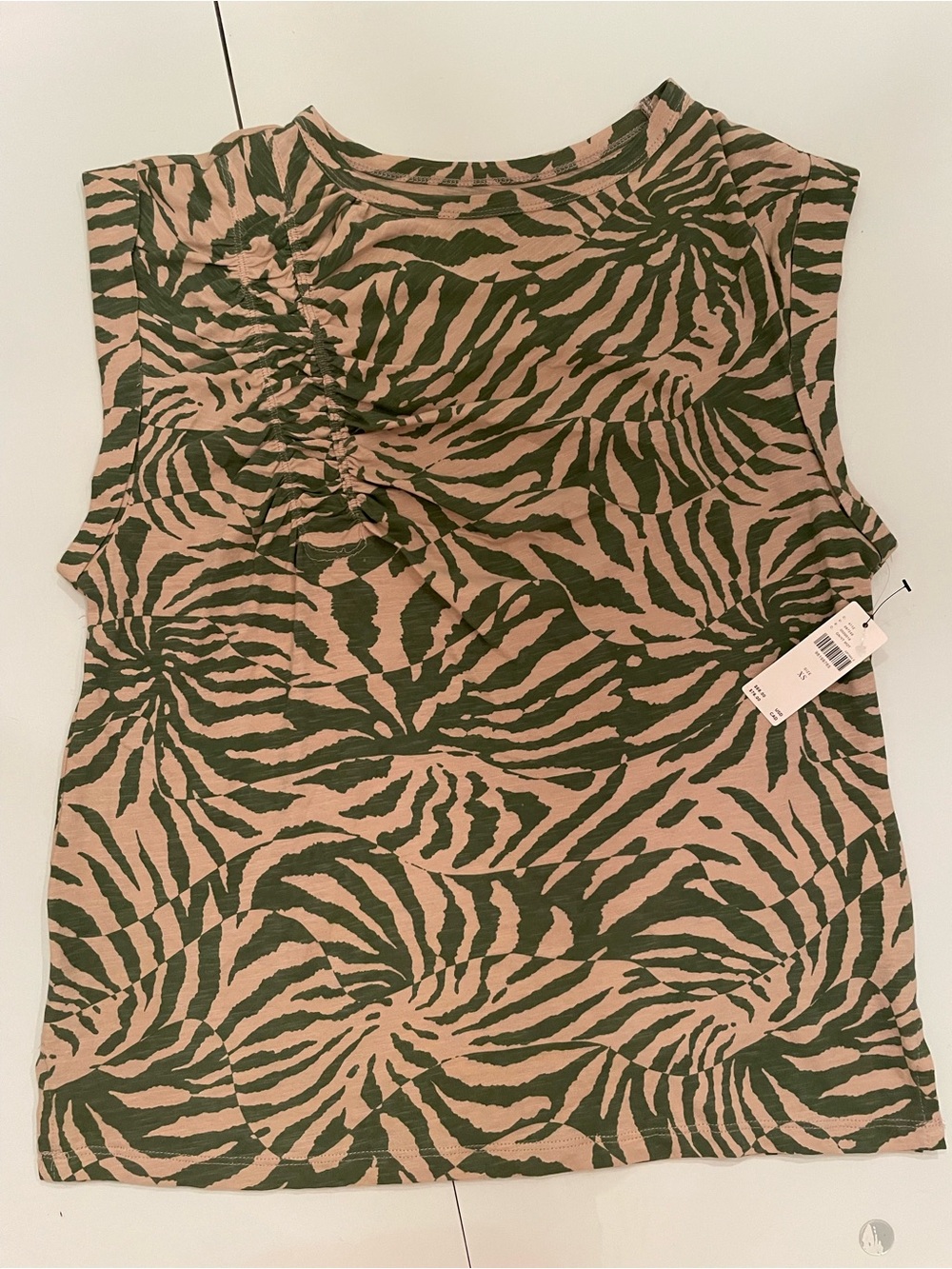 Pilcro Olive Zebra-Print Sleeveless Tank Top